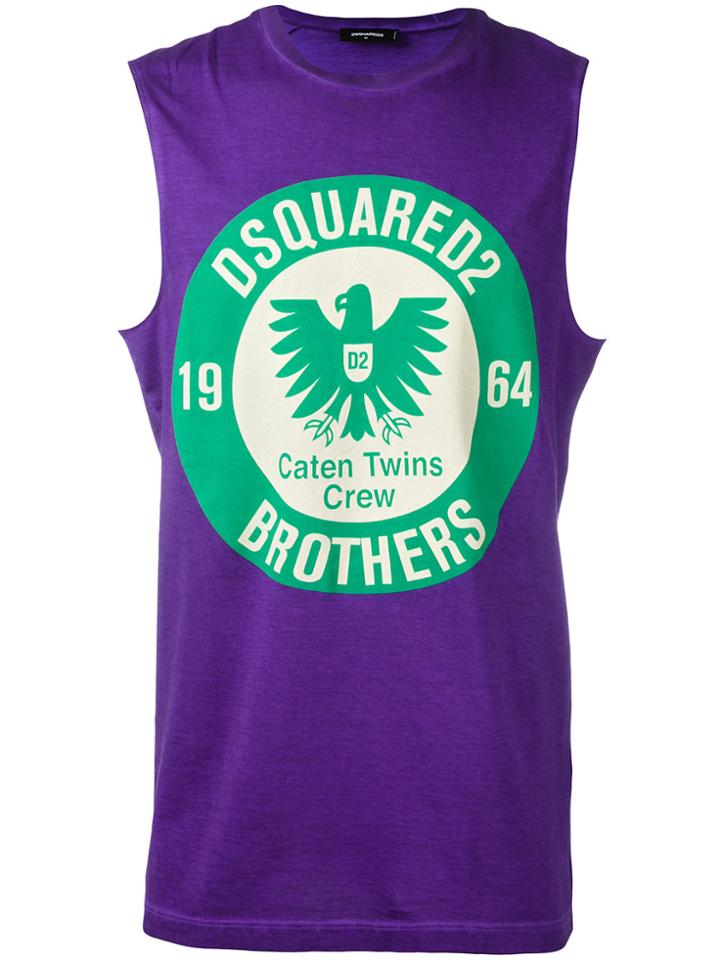 Dsquared2 Logo Print Tank Top - Pink & Purple