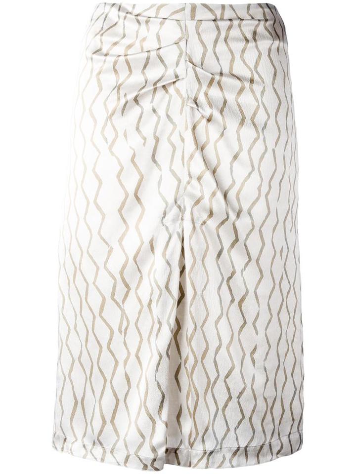 Isabel Marant Chevron Front Slit Skirt, Women's, Size: 40, Nude/neutrals, Silk/cotton