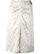 Isabel Marant Chevron Front Slit Skirt, Women's, Size: 40, Nude/neutrals, Silk/cotton