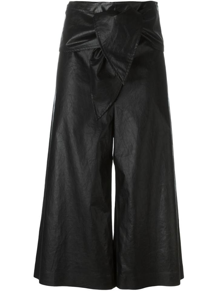 Msgm Faux Leather Culottes, Women's, Size: 42, Black, Cotton/polyurethane