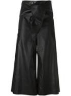 Msgm Faux Leather Culottes, Women's, Size: 42, Black, Cotton/polyurethane