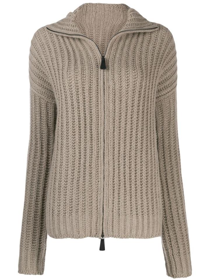 Dusan Zip-up Knitted Cardigan - Neutrals
