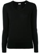 Moncler - Round Neck Knitted Jumper - Women - Virgin Wool - S, Black, Virgin Wool