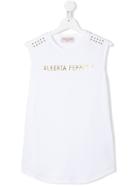 Alberta Ferretti Kids Teen Logo Print Tank Top - White