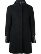 Herno Layered Sleeves Coat, Women's, Size: 44, Black, Polyamide/viscose/virgin Wool