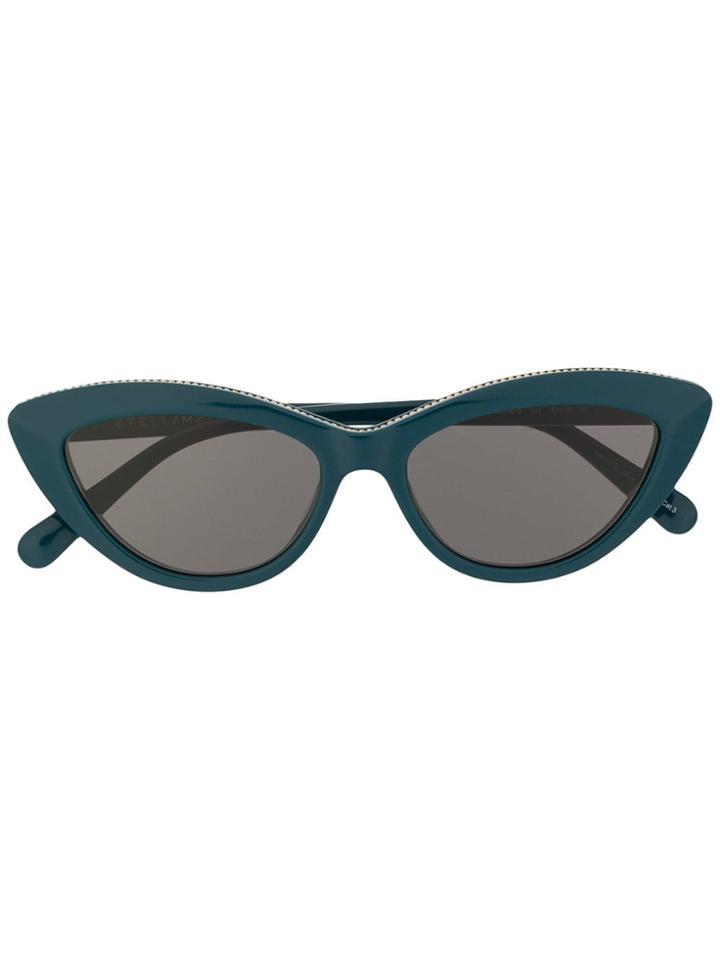 Stella Mccartney Eyewear Chain Detail Cat Eye Sunglasses - Blue