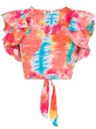 All Things Mochi Lana Tie-dye Cropped Cotton Top - Blue/orange