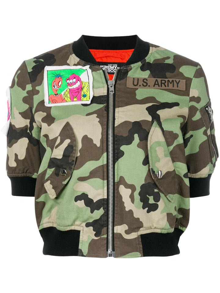 Jeremy Scott Camouflage Cropped Bomber Jacket - Green