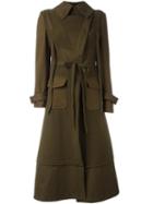 Alexander Mcqueen Box Pleat Military Coat, Women's, Size: 42, Green, Cotton/cupro/virgin Wool