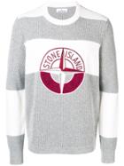 Stone Island Logo Knitted Jumper - Grey