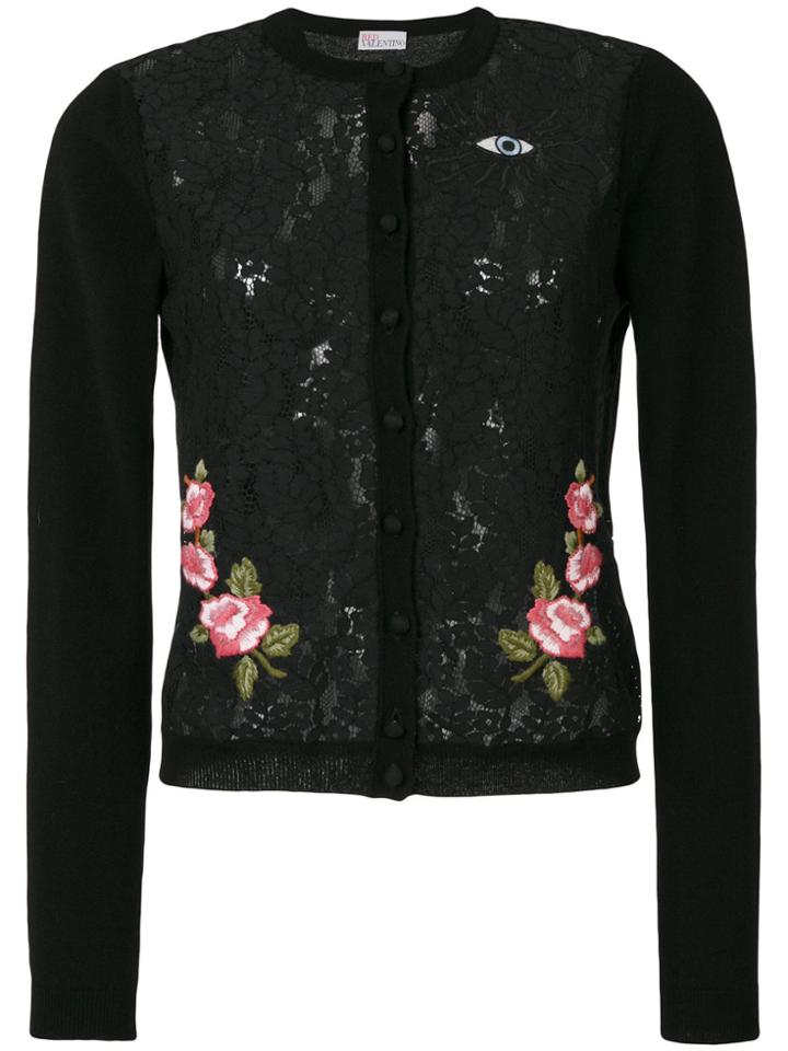 Red Valentino Embroidered Lace Cardigan - Black
