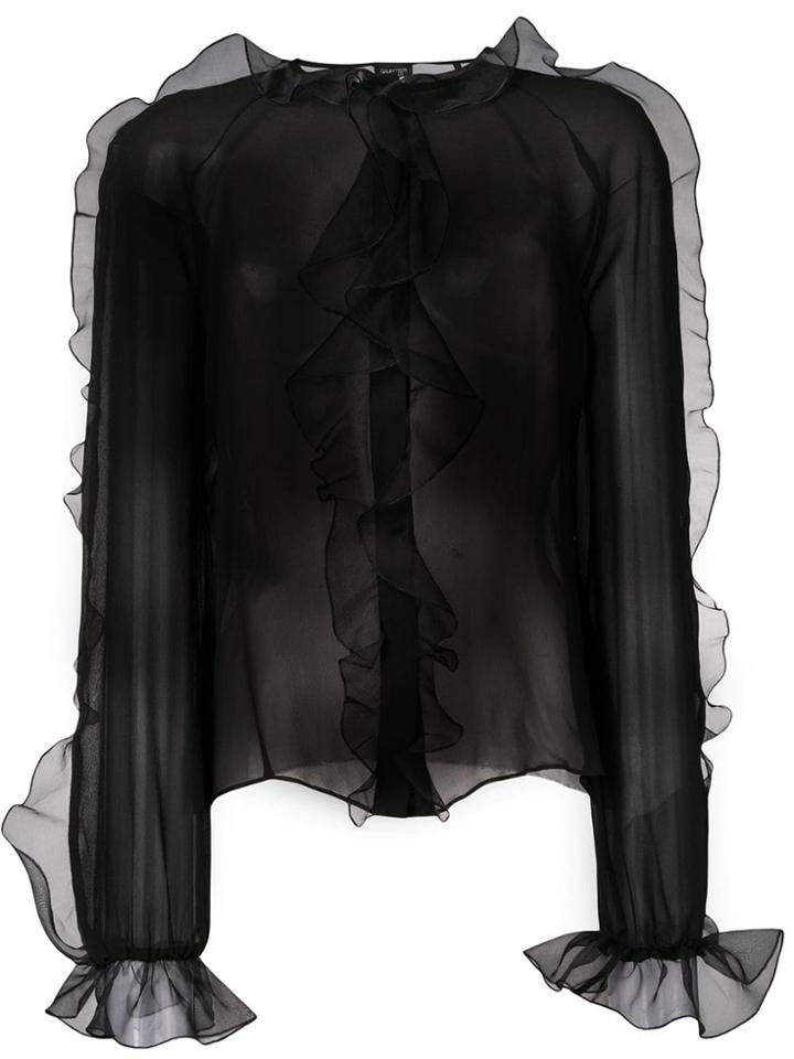 Giambattista Valli Delicate Ruffle Blous - Black