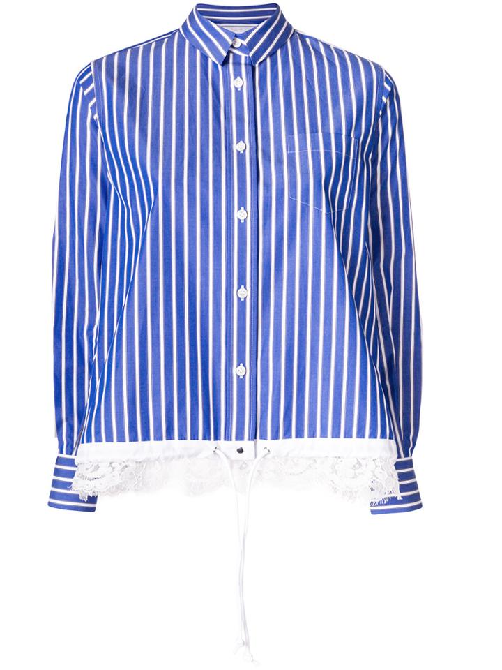 Sacai Striped Drawstring Shirt - Blue