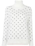 Giamba Polka Dot Turtleneck Jumper, Women's, Size: 40, White, Angora/polyamide/virgin Wool
