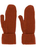 Wood Wood Elna Ribbed-knit Gloves - Orange