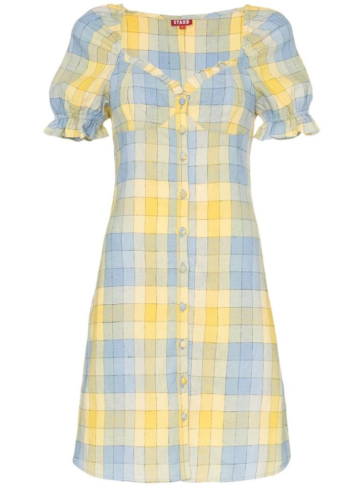 Staud Check Button Front Dress - Multicoloured