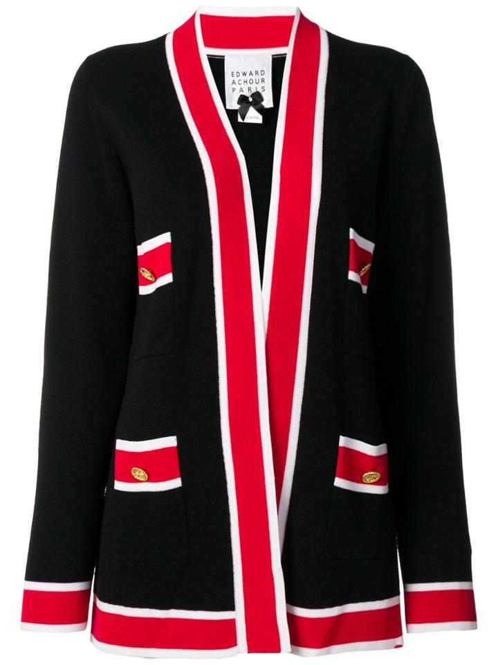 Edward Achour Paris Contrast Stripe Cardigan - Black