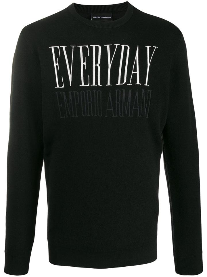 Emporio Armani Embroidered 'everyday' Jumper - Black