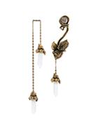 Alexander Mcqueen Metallic Gold And White Iris Asymmetrical Earrings