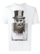 Neil Barrett Top Hat Statue Print T-shirt, Men's, Size: Small, White, Cotton