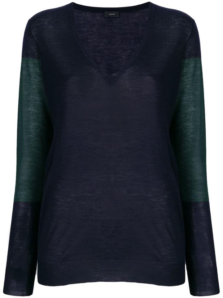Joseph Novelty Knit V-neck Top - Blue