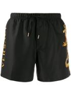 Versace Dragon Motif Swim Shorts - Black