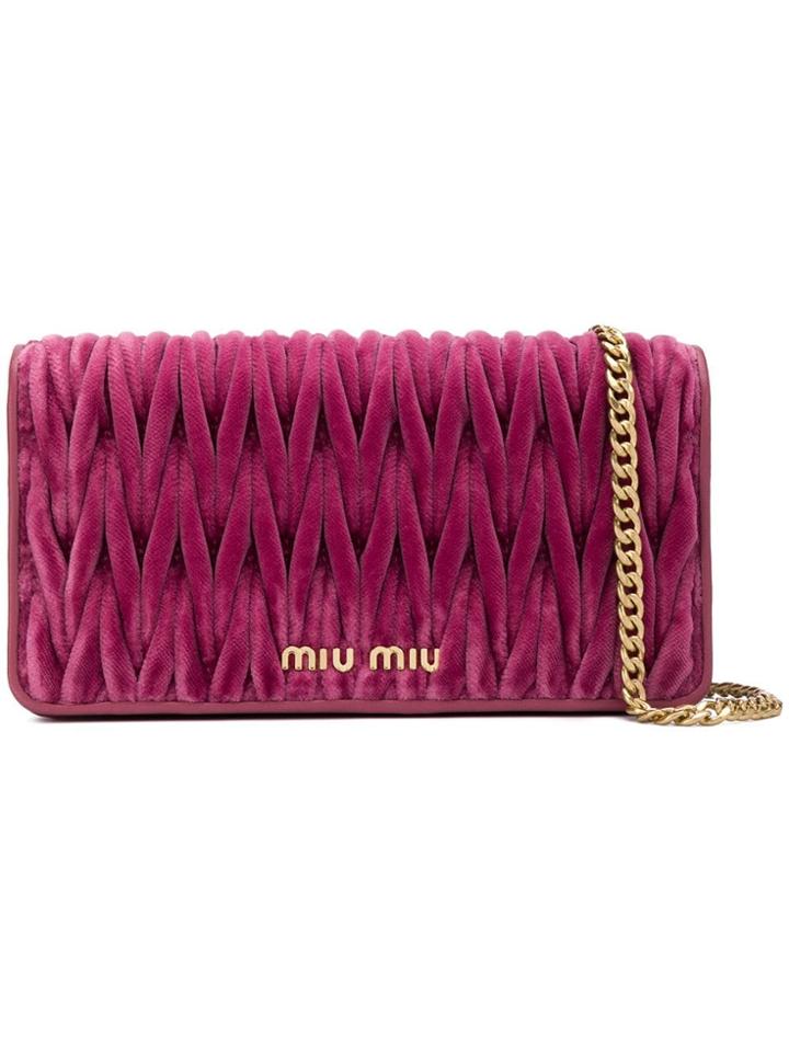 Miu Miu Quilted Wallet On Chain - Pink