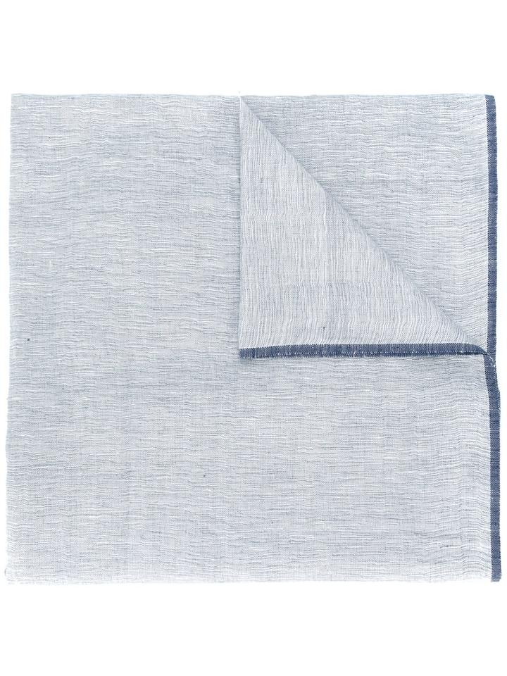 Closed Frayed Edges Scarf, Men's, Blue, Cotton/linen/flax/modal