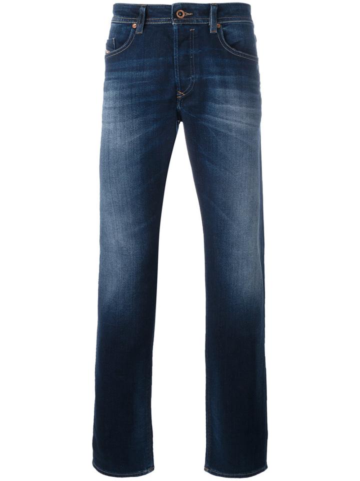 Diesel Straight Leg Jeans, Men's, Size: 33/30, Blue, Cotton/polyester/spandex/elastane