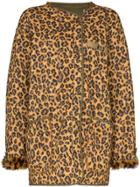 R13 Leopard Print Double-breasted Coat - Black