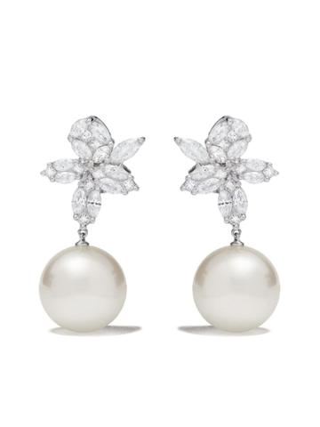 Yoko London 18kt White Gold Diamond Floral Drop Earrings - 7
