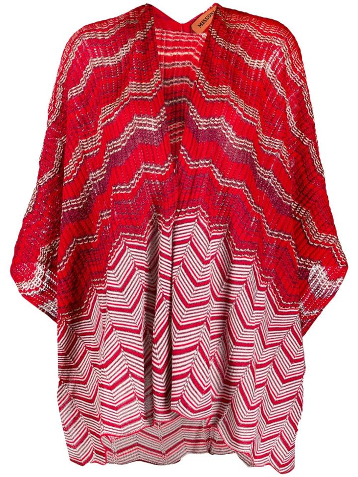 Missoni Chevron-patterned Loose-fit Cardigan - Red