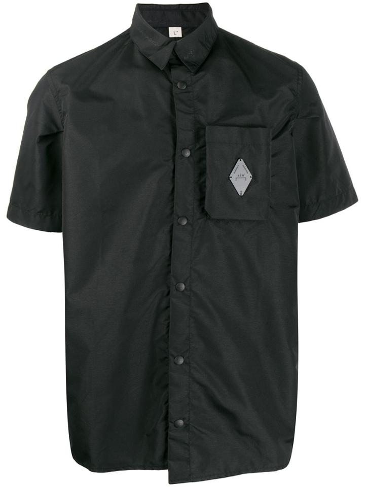 A-cold-wall* Asymmetric Logo Plaque Shirt - Black