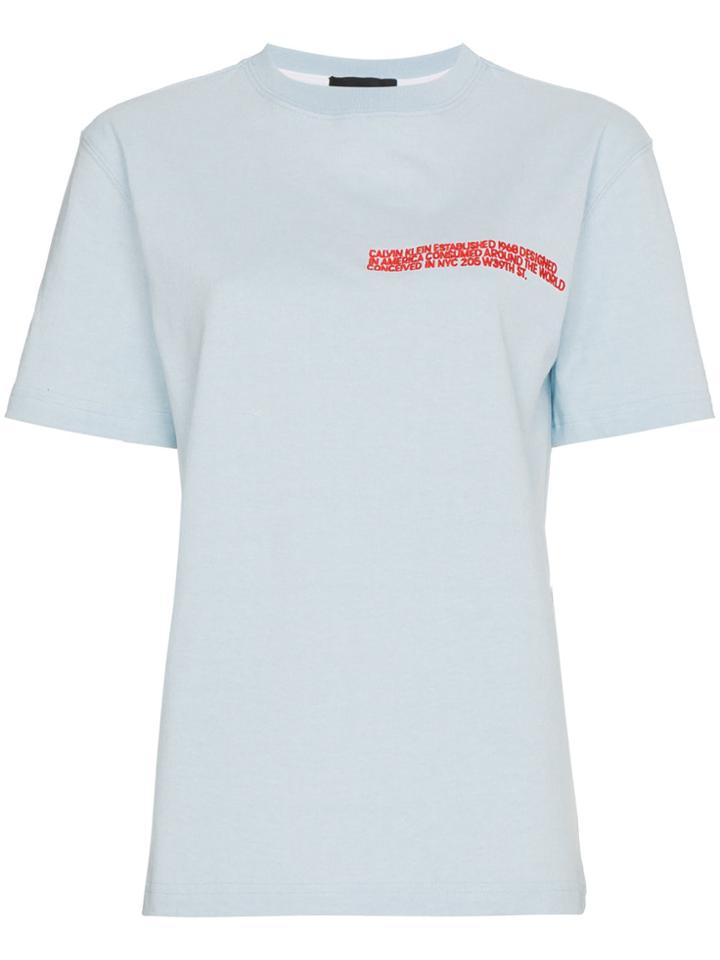 Calvin Klein 205w39nyc Embroidered Cotton T Shirt - Blue
