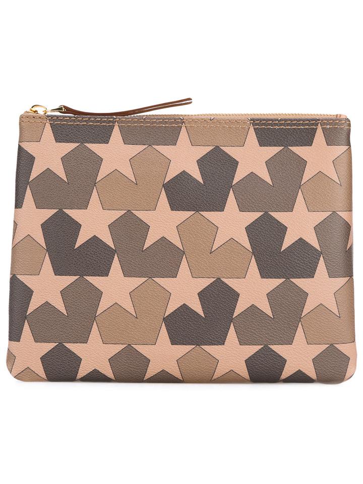 Ports 1961 - Star Print Clutch - Men - Leather - One Size, Brown, Leather