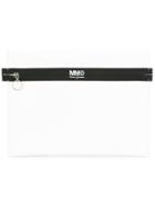 Mm6 Maison Margiela Zipped Clutch, White, Polyester/polyurethane
