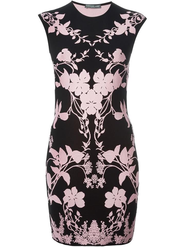 Alexander Mcqueen Floral Knit Dress, Women's, Size: M, Black, Viscose/polyester/polyamide/spandex/elastane