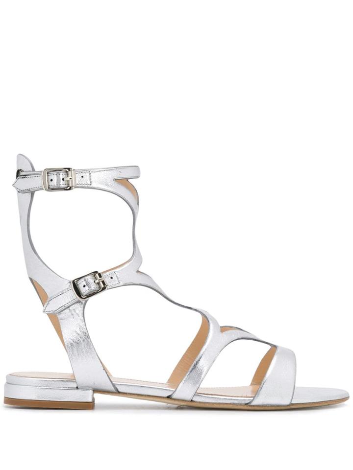 The Seller Flat Metallic Sandals - Silver