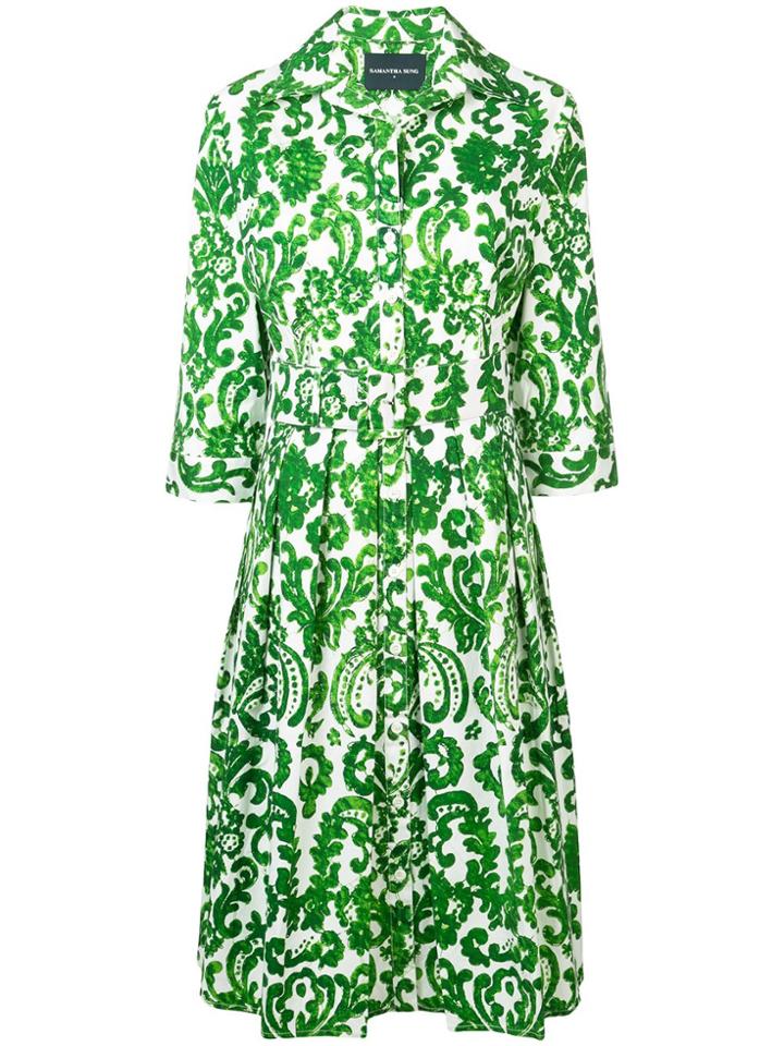 Samantha Sung Printed Flared Summer Dress - Green