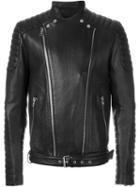 Balmain Biker Jacket, Men's, Size: 52, Black, Cotton/lamb Skin
