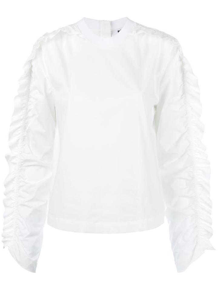 Msgm Frilled Sweatshirt, Size: 40, White, Cotton/polyurethane/spandex/elastane