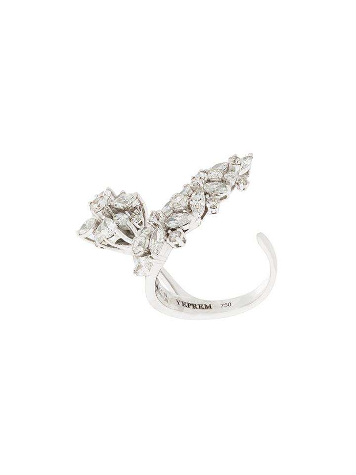Yeprem 18kt White Gold Diamond Flower Ring - Metallic