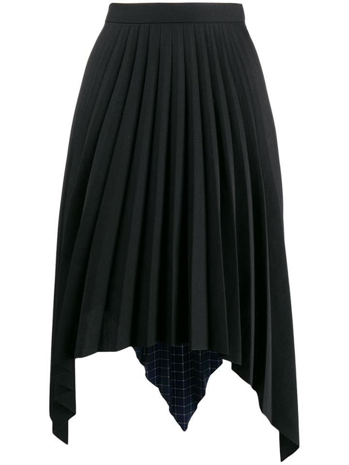 Acne Studios Two Print Pleated A-line Skirt - Black