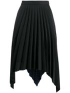 Acne Studios Two Print Pleated A-line Skirt - Black