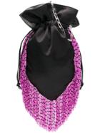Les Petits Joueurs Fringe Detail Satin Shoulder Bag - Black