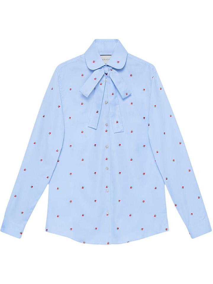Gucci Shirt With Strawberry Fil Coupé - Blue