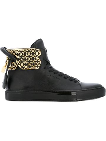 Buscemi Filigree Detail Hi-top Sneakers, Men's, Size: 10, Black, Leather