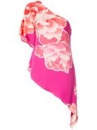 Natori Peoony Georgette Waterfall Blouse - Pink & Purple