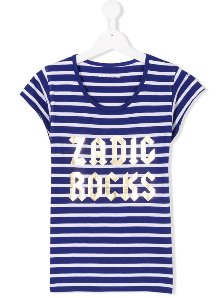 Zadig & Voltaire Kids Teen Striped Logo T-shirt - Blue