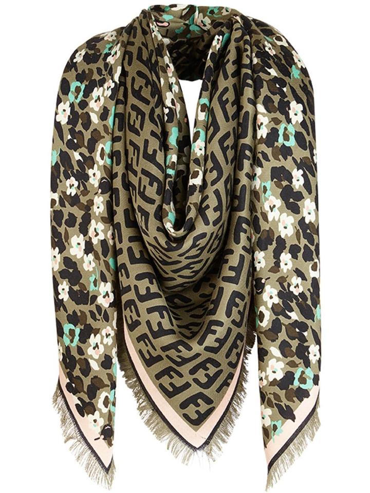 Fendi Ff Floral Shawl - Green